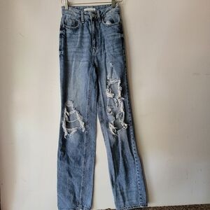 22 PACSUN 90s Boyfriend Tall Girl Friendly Distressed Denim Jeans LONG XS XXS